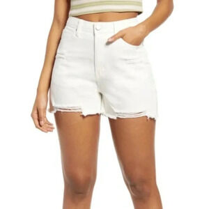 NWT ripped stark white high rise distressed with frayed hem jean shorts size 28